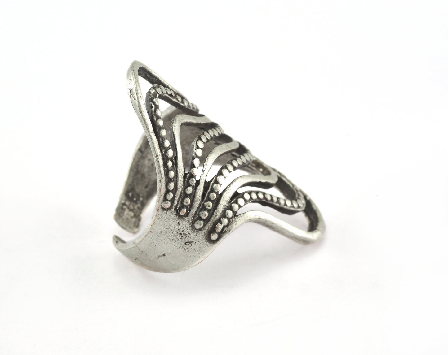 Branches Adjustable Ring Antique Silver Plated Brass 38mm (19mm 9US inner size) OZ3368