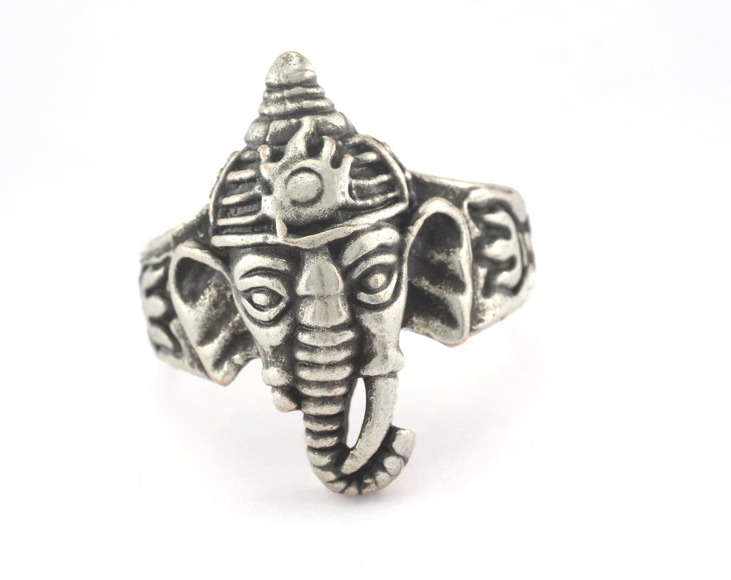 Elephant Ring Adjustable antique silver plated brass (19mm 9US inner size) Oz3375