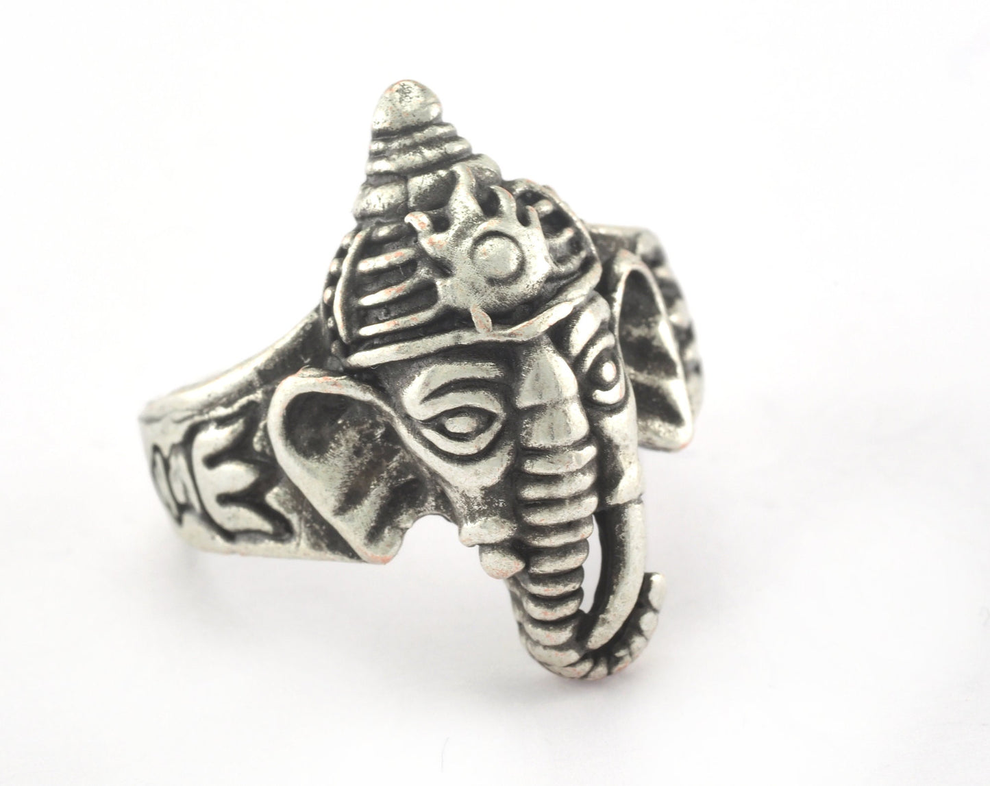 Elephant Ring Adjustable antique silver plated brass (19mm 9US inner size) Oz3375