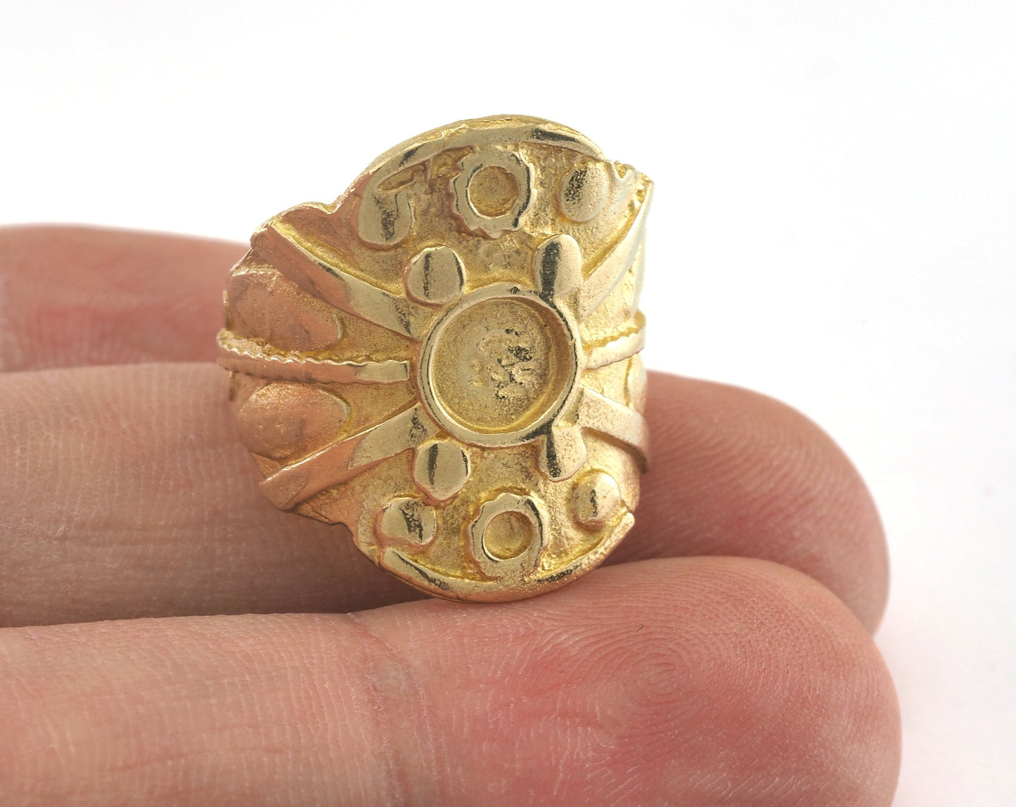 Ethnic Ring Round Blank Adjustable Ring Bezel - Raw brass 6mm Blank (17mm 6.5US inner size - Adjustable ) OZ3375