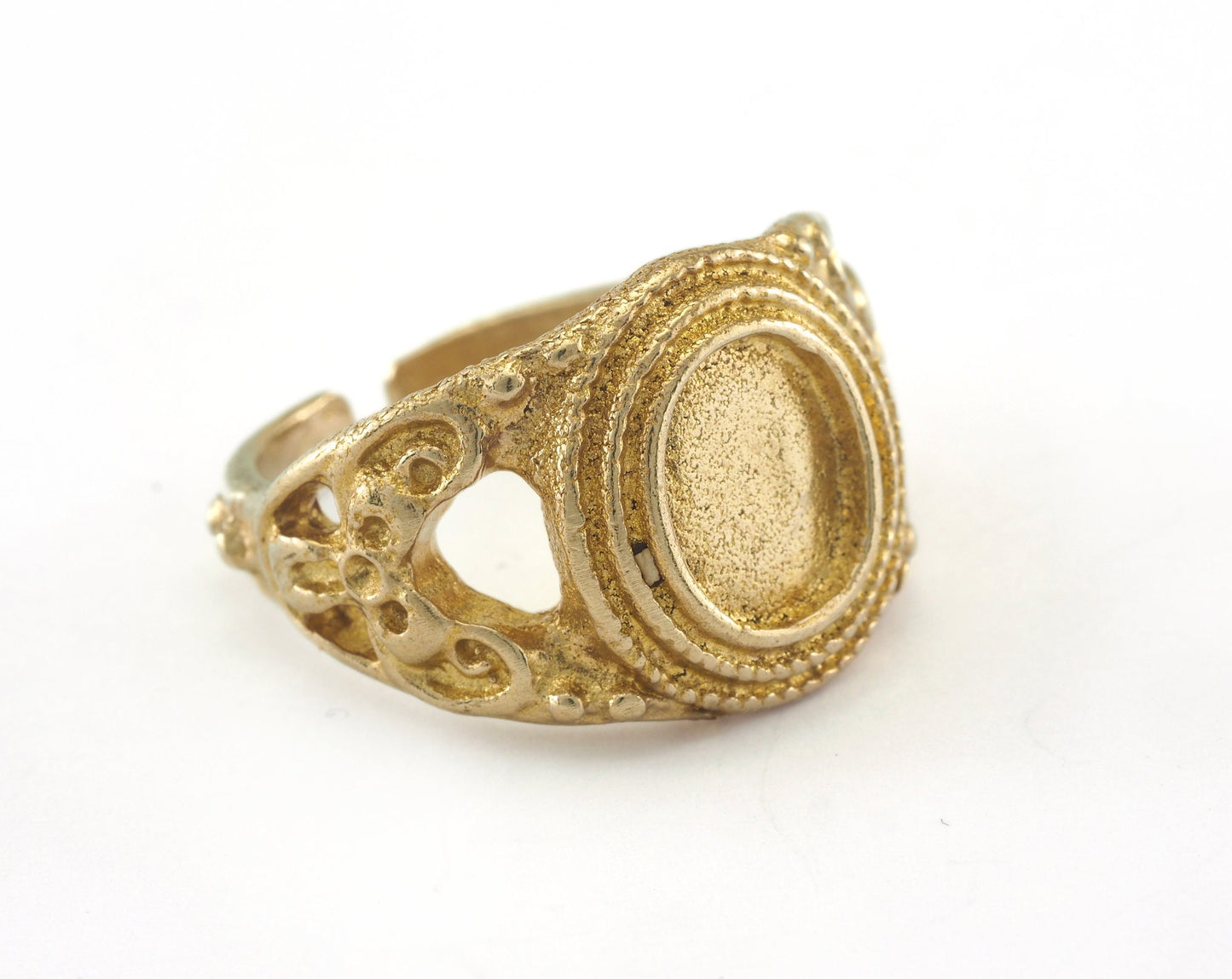 Adjustable Ring Bezel Raw brass (18mm 7.5US inner size - Adjustable ) OZ4418