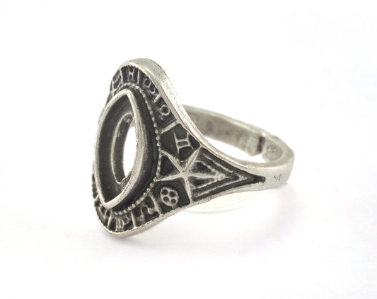 Ring Adjustable Ring Bezel - Antique Silver Plated brass (18mm 8US inner size - Adjustable ) OZ2825