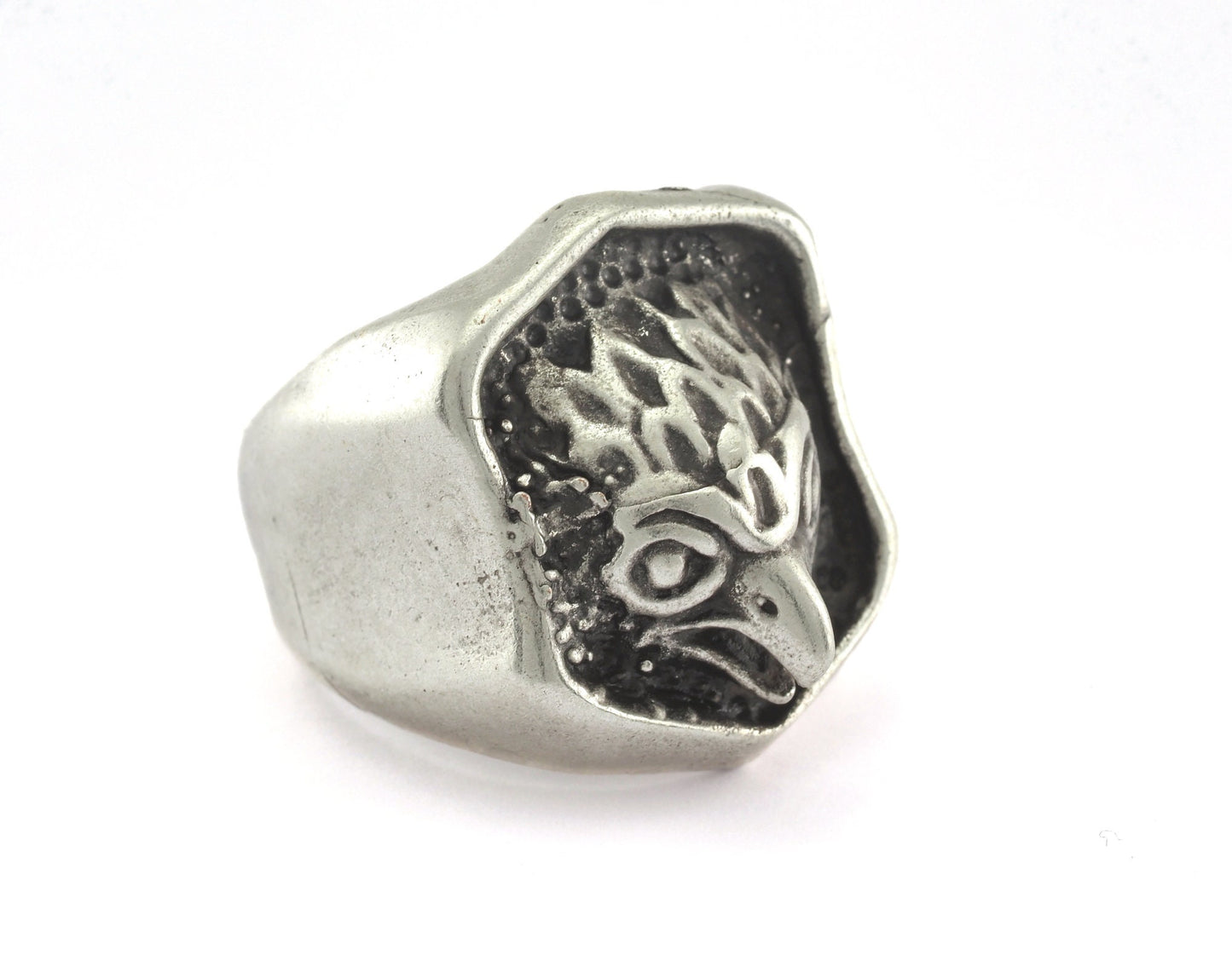 Owl Bird Adjustable Ring Antique Silver Plated brass (19mm 9US inner size) Oz3219