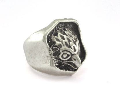 Owl Bird Adjustable Ring Antique Silver Plated brass (19mm 9US inner size) Oz3219