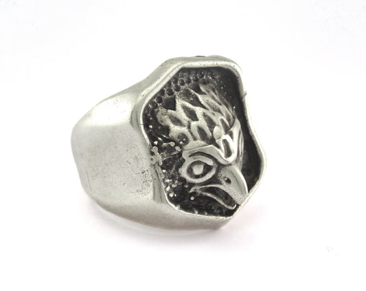 Owl Bird Adjustable Ring Antique Silver Plated brass (19mm 9US inner size) Oz3219