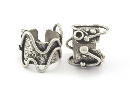Ring Adjustable Bezel Ring Antique Silver Plated brass (18mm 7.5US inner size - Adjustable ) Oz3189