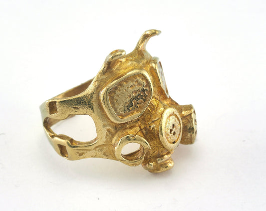 GasMask Adjustable Raw brass (19.5mm 9.5US inner size) Oz3384 ring27