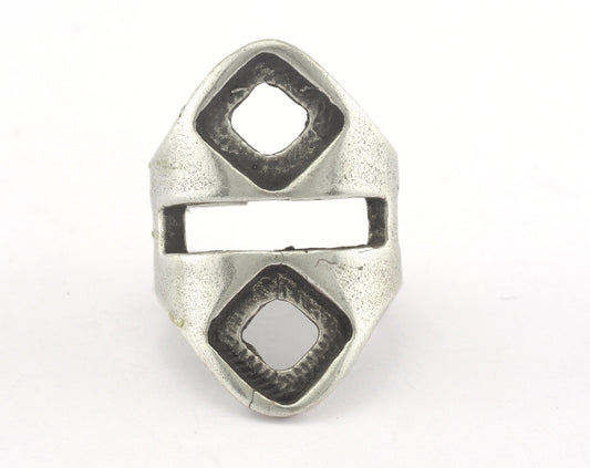 Ring Adjustable Ring Bezel - Antique Silver Plated brass (17mm 6.5US inner size - Adjustable ) OZ3382