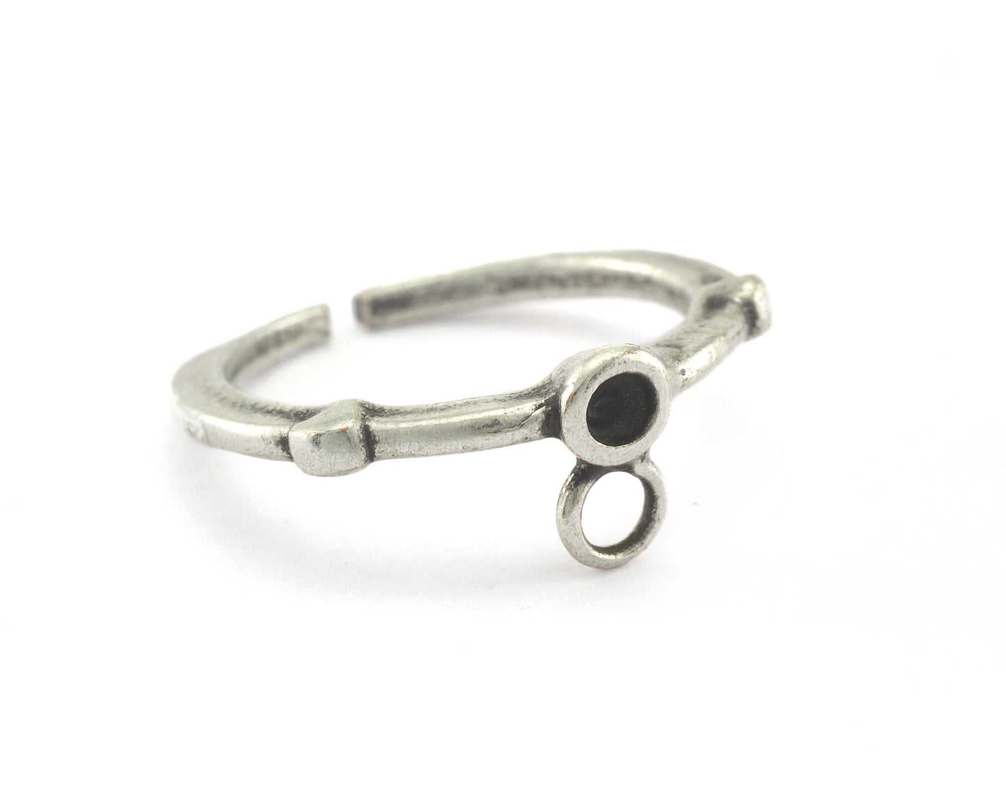 Ring Adjustable Ring Loop Bezel Antique Silver Plated brass (16mm 5.5US inner size - Adjustable ) OZ2665 ring19