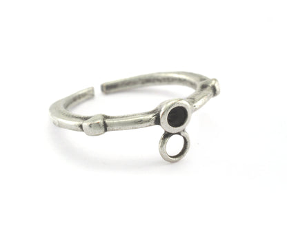 Ring Adjustable Ring Loop Bezel Antique Silver Plated brass (16mm 5.5US inner size - Adjustable ) OZ2665 ring19