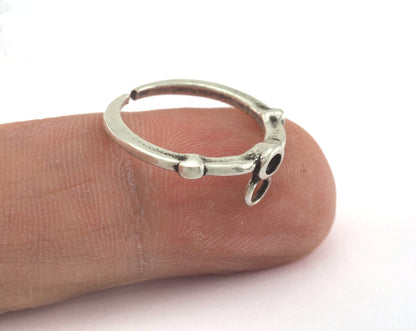 Ring Adjustable Ring Loop Bezel Antique Silver Plated brass (16mm 5.5US inner size - Adjustable ) OZ2665 ring19