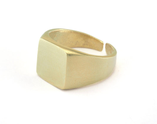 Signet Ring Adjustable Blank - raw brass (20mm 10.5US inner size - Adjustable ) Oz2979 13x13mm square