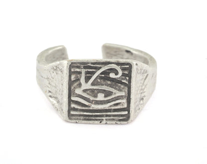 Ra Adjustable Ring Antique Silver Plated brass (19.5mm 9.5US inner size) Oz3193