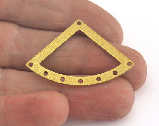 Textured Triangle raw brass 27x39mm connector charms , findings earring oz2916-185