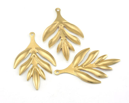 Leaf shape charms 36mm raw brass findings 3408-101