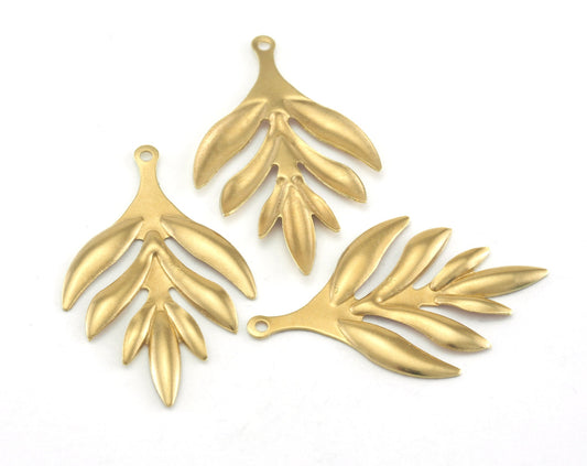 Leaf shape charms 36mm raw brass findings 3408-101