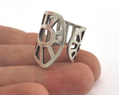 Ring Adjustable Ring Antique Silver Plated brass (18mm 7.5US inner size - Adjustable ) OZ2740