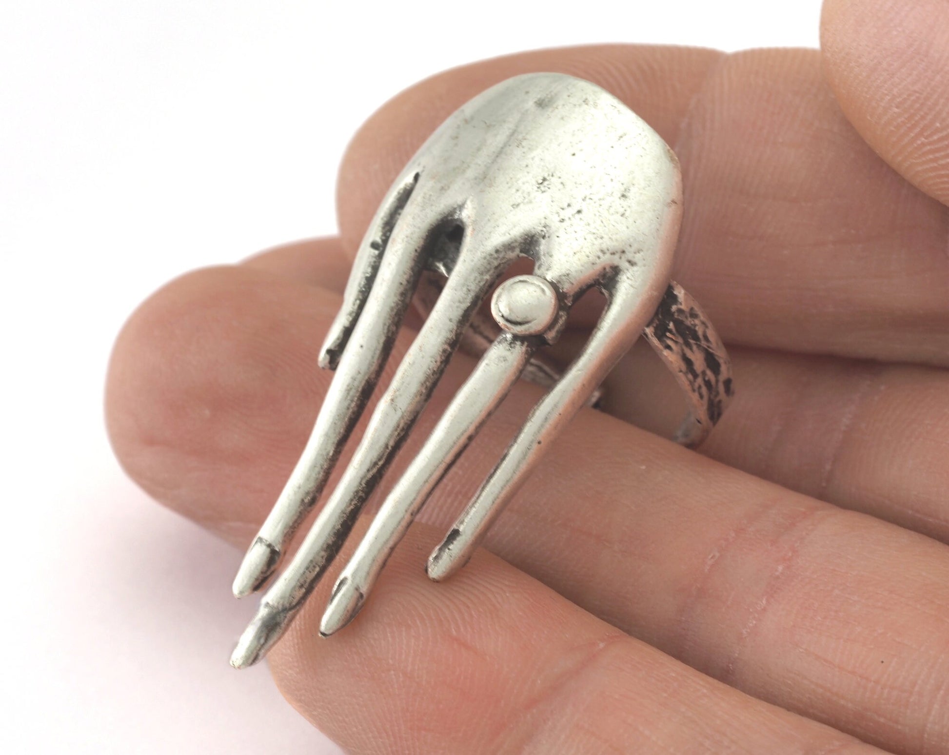 Hand Adjustable Ring Antique Silver Plated brass (18mm 7.5US inner size) OZ2730