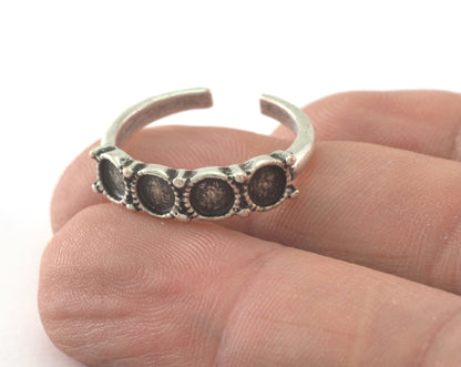 Ring Adjustable Ring Bezel - Antique Silver Plated brass (17.5mm 7US inner size - Adjustable ) 4mm Bezel OZ2690