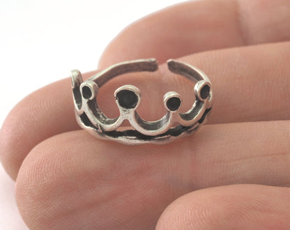 Ring Crown Adjustable Ring Bezel Antique Silver Plated brass (17mm 7US inner size - Adjustable ) OZ2718