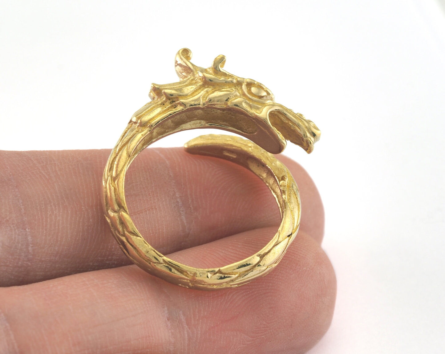 Dragon Adjustable Ring Raw Brass (19mm 9US inner size) OZ2742 ring22