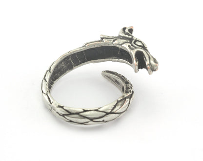 Dragon Ring Adjustable Antique Silver Plated brass (19mm 9US inner size) OZ2742 ring22