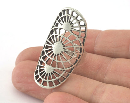 Sun Ring Adjustable Antique Silver Plated Brass 40mm (17.5mm 7US inner size) OZ3908