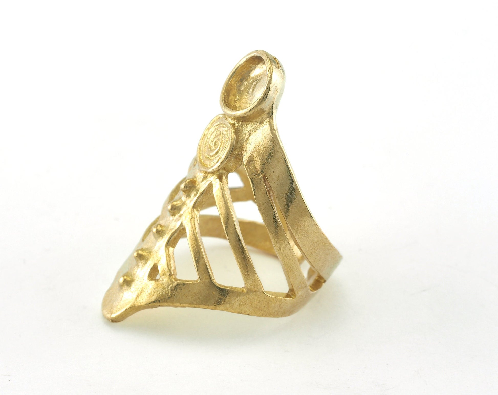 Ring Adjustable Ring Bezel - 6mm Setting Raw brass (17.5mm 7.5US inner size - Adjustable ) OZ4587 37mm