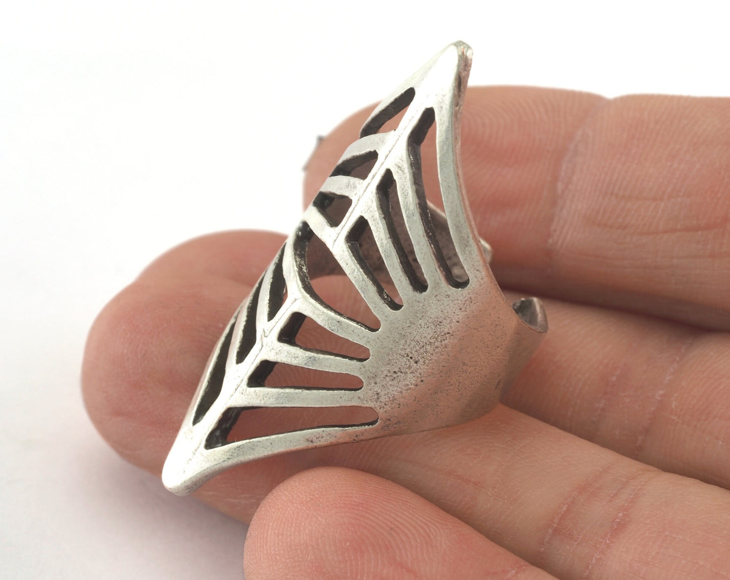 Rhombus Adjustable Ring Antique Silver Plated Brass 1 Pc. (18.5mm 8.5US inner size) OZ2637 43mm