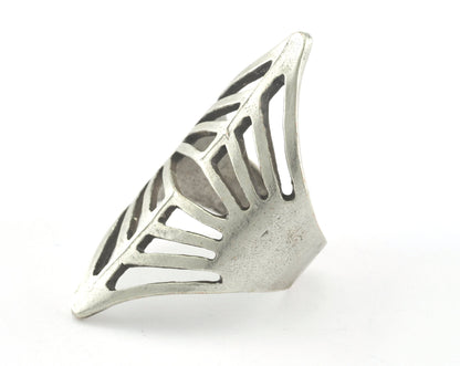 Rhombus Adjustable Ring Antique Silver Plated Brass 1 Pc. (18.5mm 8.5US inner size) OZ2637 43mm