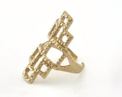 Ring Squares Adjustable Raw Brass (18.5mm 8.5US inner size) 4833 34mm