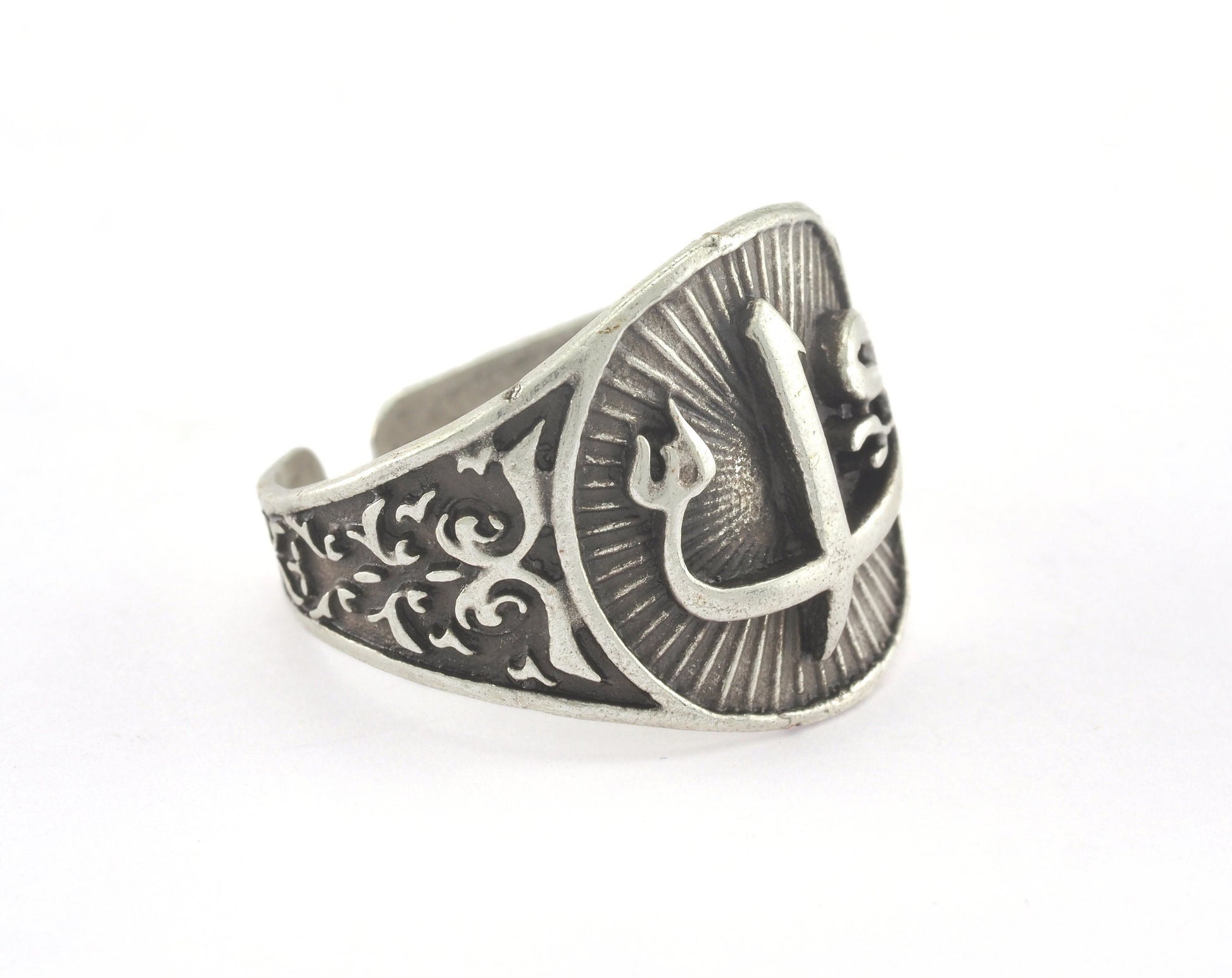 Signet Ring Alaph - Waw Adjustable Ring Antique Silver Plated brass (21mm 11US inner size) OZ2713 Ring24