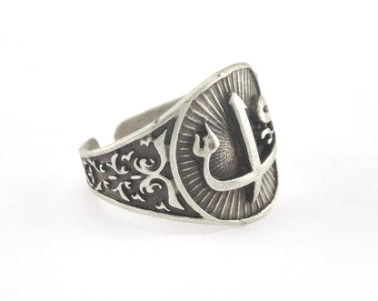 Signet Ring Alaph - Waw Adjustable Ring Antique Silver Plated brass (21mm 11US inner size) OZ2713 Ring24