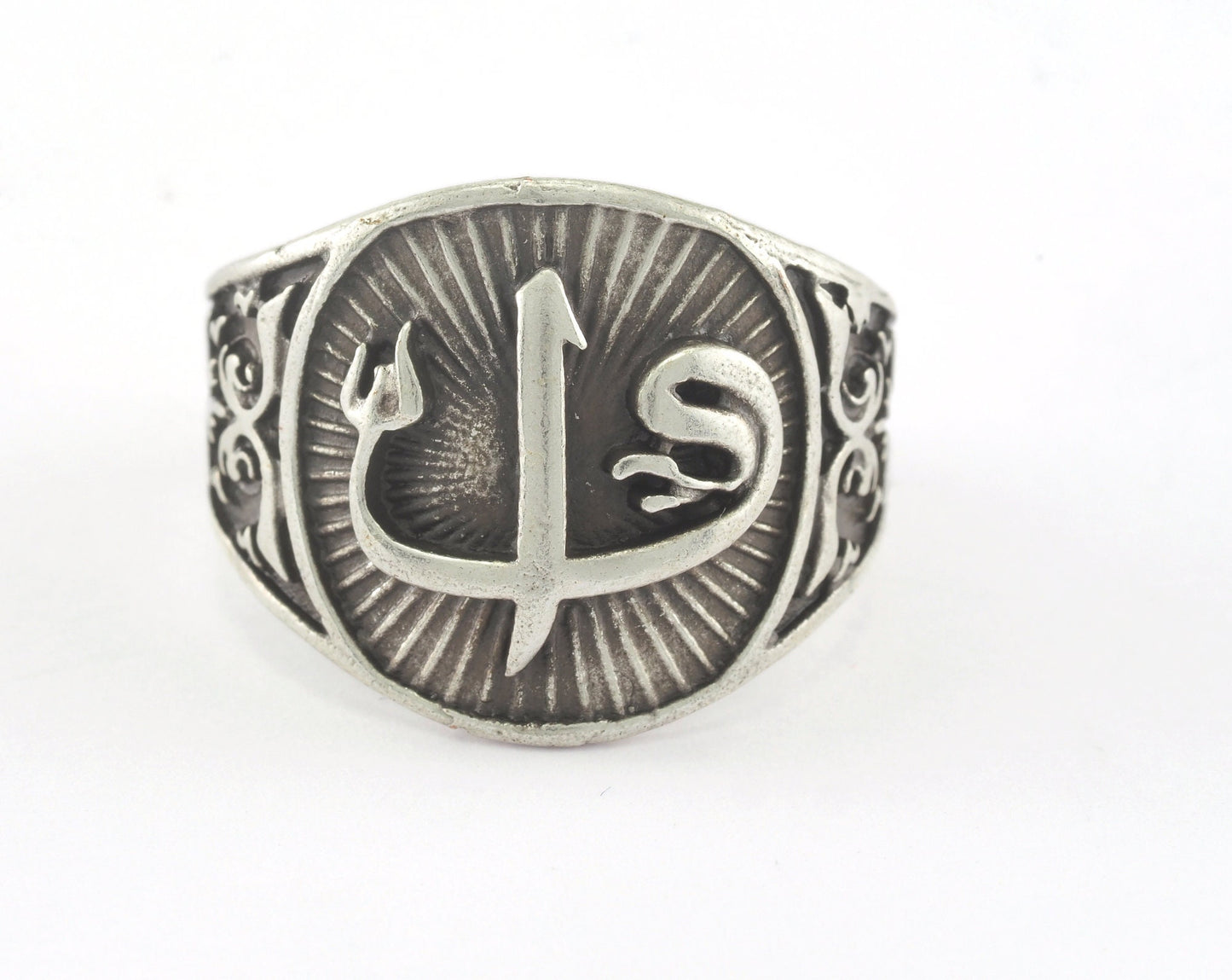 Signet Ring Alaph - Waw Adjustable Ring Antique Silver Plated brass (21mm 11US inner size) OZ2713 Ring24