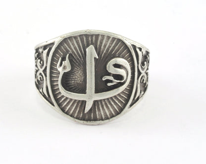 Signet Ring Alaph - Waw Adjustable Ring Antique Silver Plated brass (21mm 11US inner size) OZ2713 Ring24