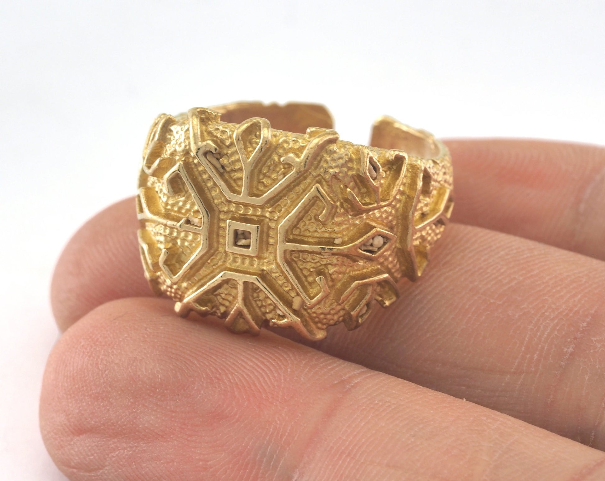 Signet Ring Adjustable Raw brass (21mm 11US inner size) OZ2579 Ring26