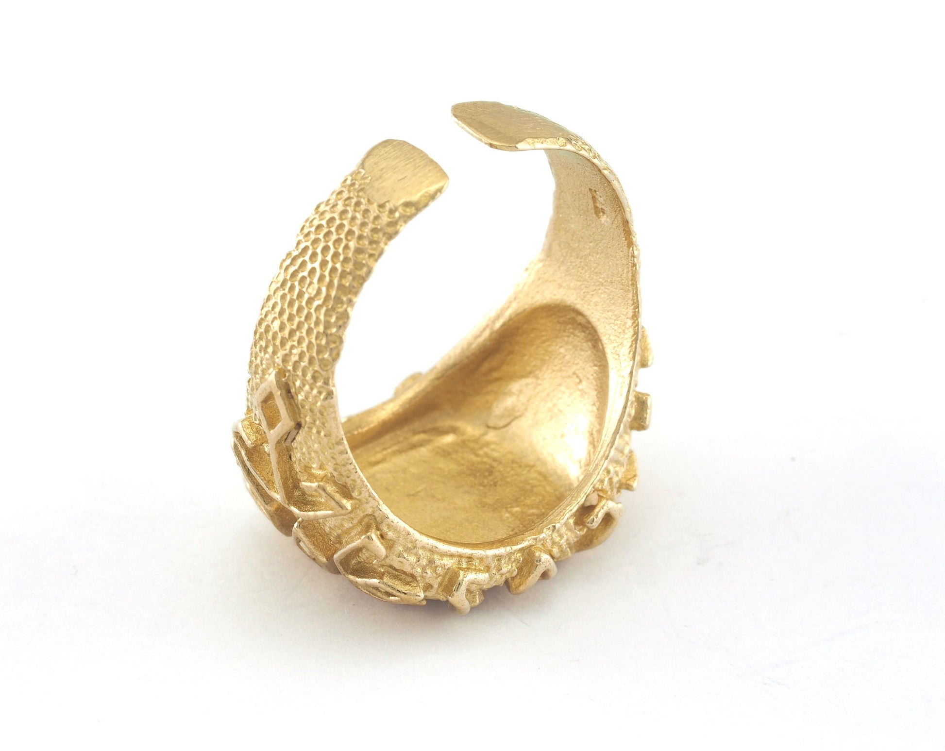 Signet Ring Adjustable Raw brass (21mm 11US inner size) OZ2579 Ring26