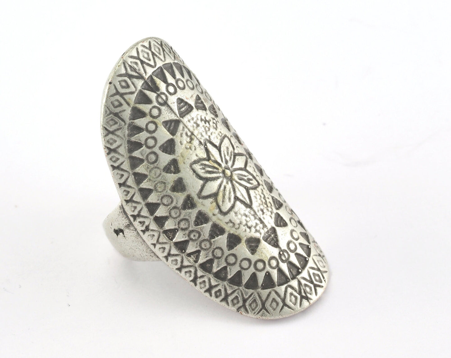 Textured Adjustable Ring Antique Silver Plated Brass 39mm (17.5mm 7US inner size) OZ2421