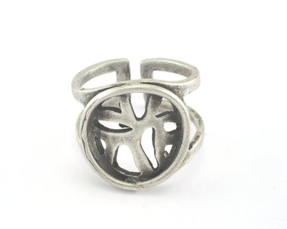 Adjustable Ring Antique Silver Plated brass (19mm 9US inner size) OZ2688 ring22