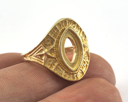 Ring Adjustable Ring Bezel - Raw brass (18mm 8US inner size - Adjustable ) OZ2825