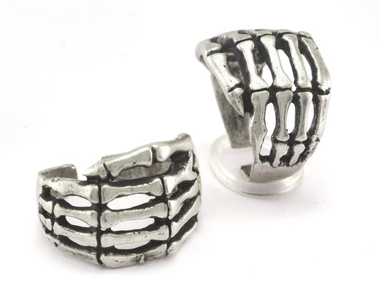 Ring Skeleton Hand Adjustable Ring Antique Silver Plated brass (18mm 8US inner size) OZ2690