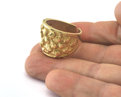 Skull Ring Adjustable Raw brass (21mm 11US inner size) OZ2729 ring25