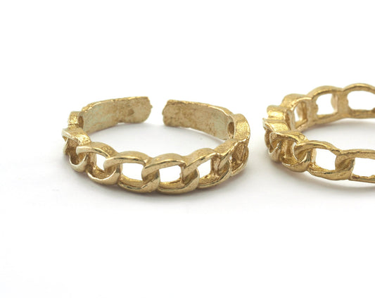 Minimalist Adjustable Ring Chain shape Raw Brass (18mm 8US inner size) OZ2628