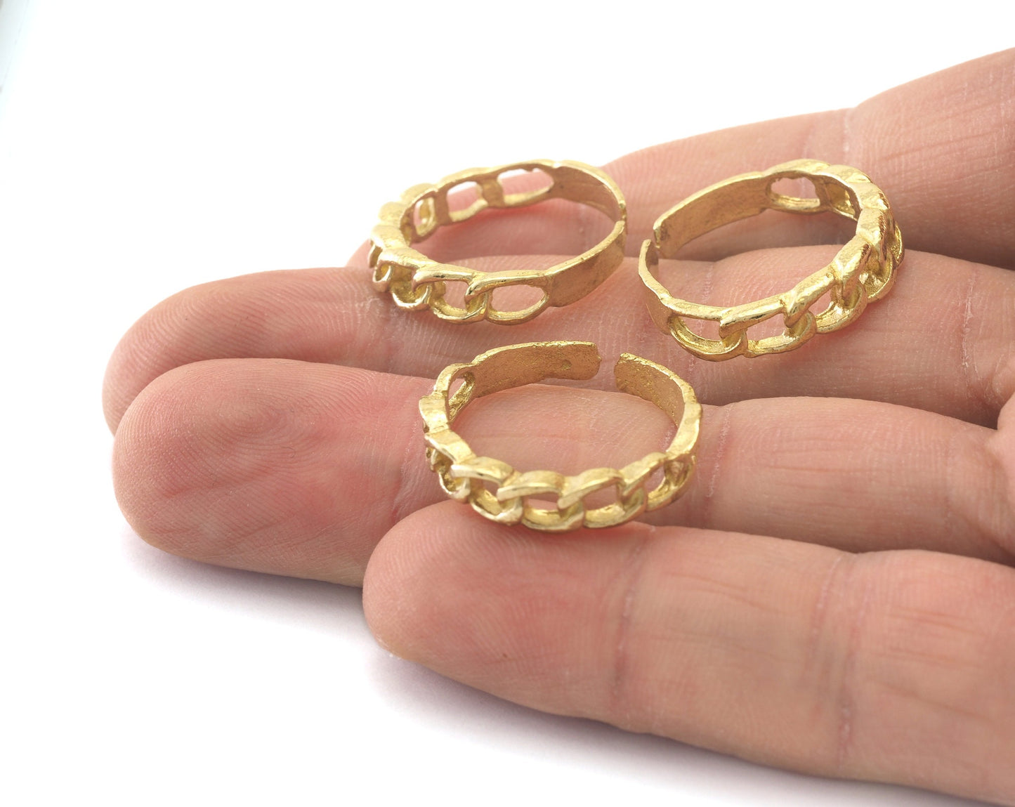 Minimalist Adjustable Ring Chain shape Raw Brass (18mm 8US inner size) OZ2628