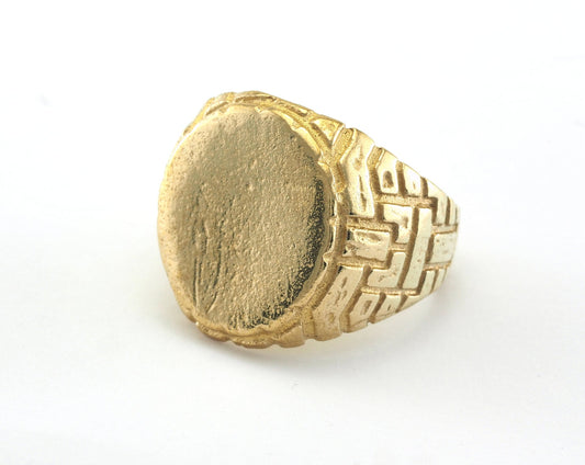 Signet Ring Textured Adjustable Ring Blank - Raw Brass (17mm 7US inner size - Adjustable ) OZ2655