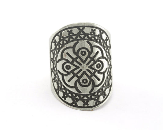 Adjustable Ring Antique Silver Plated Brass 26mm (16.5mm 6US inner size) OZ2654