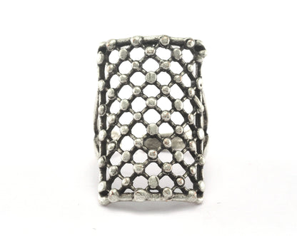 Dotted Ring Adjustable Antique Silver Plated brass (18mm 8US inner size) OZ2755 30mm