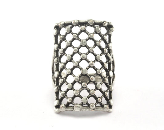 Dotted Ring Adjustable Antique Silver Plated brass (18mm 8US inner size) OZ2755 30mm