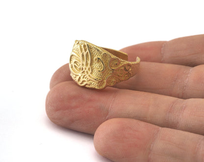 Adjustable Signet Ring Raw Brass (18.5mm 8.5US inner size) OZ2621