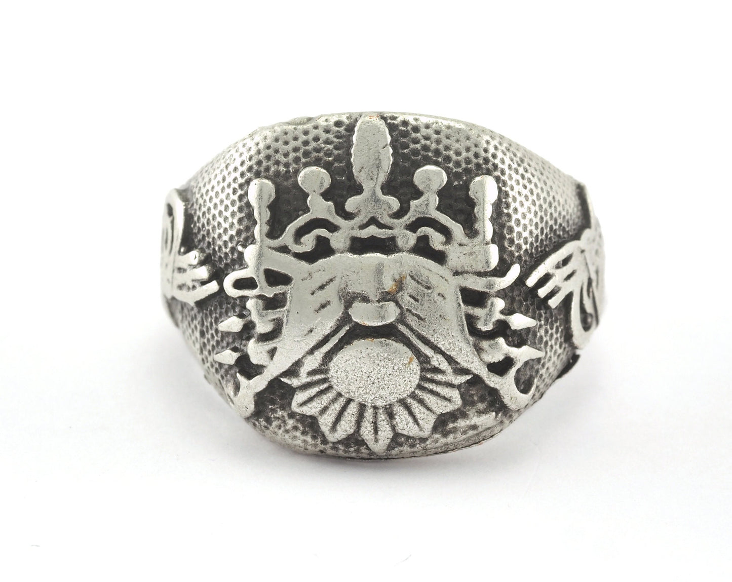 Signet Ring Adjustable Antique Silver Plated Brass (20mm 10US inner size) OZ2620